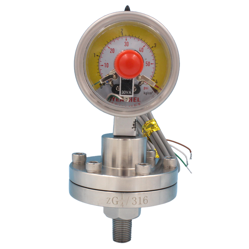 60MM径向全钢螺纹隔膜式电接点压力表