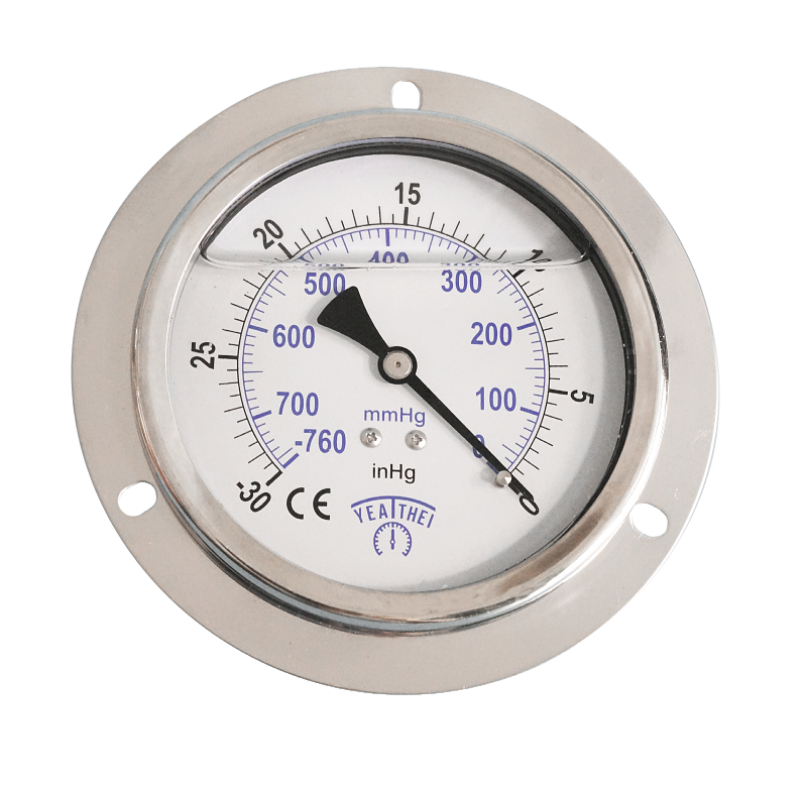 100MM轴向带边耐震真空压力表